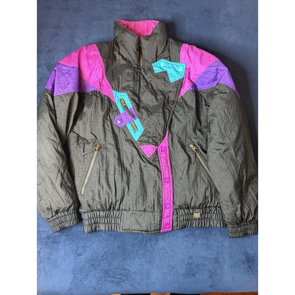 Vtg Helly Hansen Europa Ski Jacket Sz 10 Adult M Neon Colors Puffer Retro 80s